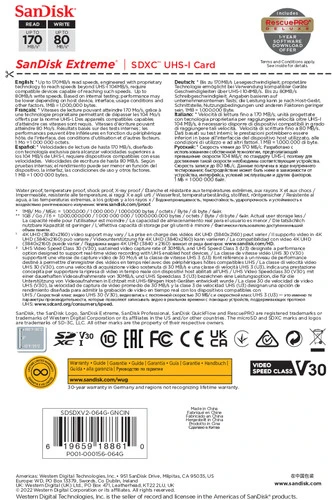 SanDisk SDXC Extreme 64GB 170mb/s 7 SanDisk SDXC Extreme 64GB 170mb/s - Afbeelding 5