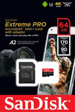 SanDisk MicroSDXC Extreme Pro 64GB 200mb/s -Samsung || APPLE || Google Winkel 1765905