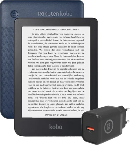 Kobo Clara 2E + BlueBuilt Quick Charge Oplader 18W 3 Kobo Clara 2E + BlueBuilt Quick Charge Oplader 18W