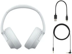 Sony WH-CH720N Wit + BlueBuilt Quick Charge Oplader Met Usb A Poort 18W Zwart -Samsung || APPLE || Google Winkel 1886103