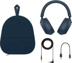 Sony WH-1000XM5 Blauw + BlueBuilt Quick Charge Oplader Met Usb A Poort 18W Zwart -Samsung || APPLE || Google Winkel 1904276
