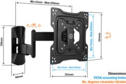 BlueBuilt Draaibare Muurbeugel 32" - 43" Zwart -Samsung || APPLE || Google Winkel 1909985