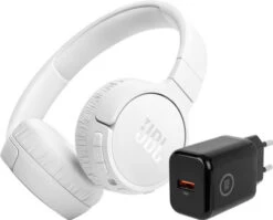 JBL Tune 670NC Wit + BlueBuilt Quick Charge Oplader Met Usb