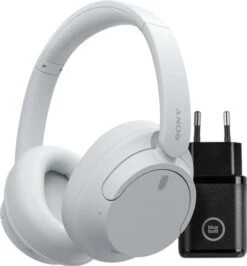 Sony WH-CH720N Wit + BlueBuilt Quick Charge Oplader Met Usb A Poort 18W Zwart