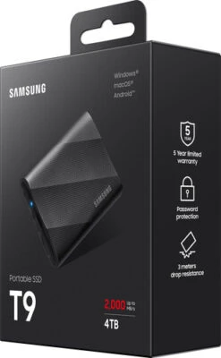 Samsung T9 Portable SSD 4TB Zwart - Duo-Pack 25 Samsung T9 Portable SSD 4TB Zwart - Duo-Pack -Samsung || APPLE || Google Winkel 1976634 1