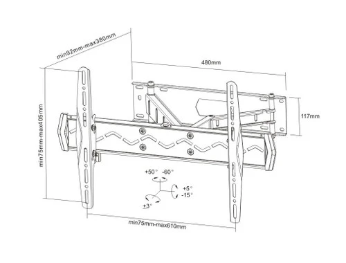 Neomounts LED-W560 TV Wandsteun Zwart 5 Neomounts LED-W560 TV Wandsteun Zwart - Afbeelding 3
